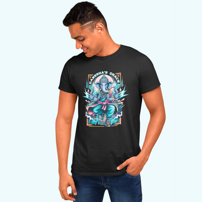 Ganpati Bappa T-Shirt – Black, 100% Premium Cotton, Half Sleeve Regular Fit for Pooja & Festivals