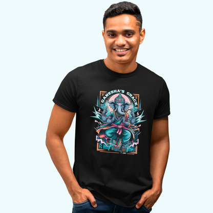 Ganpati Bappa T-Shirt – Black, 100% Premium Cotton, Half Sleeve Regular Fit for Pooja & Festivals